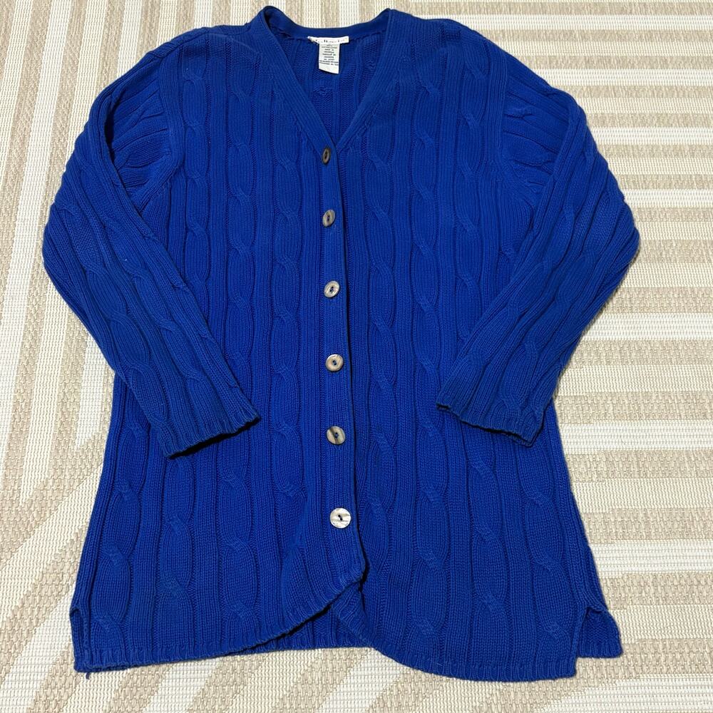 Talbots Vintage 90's Tag Size 8 Women's Nautical Cable Knit Sweater 100% Cotton